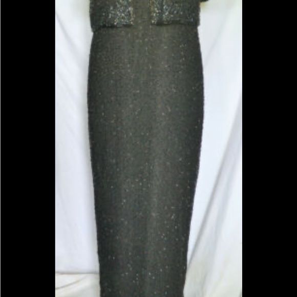 Vintage BRILLIANTE 100% SILK Beaded Cocktail Gown With Attached Jacket  size PXL - Picture 8 of 10